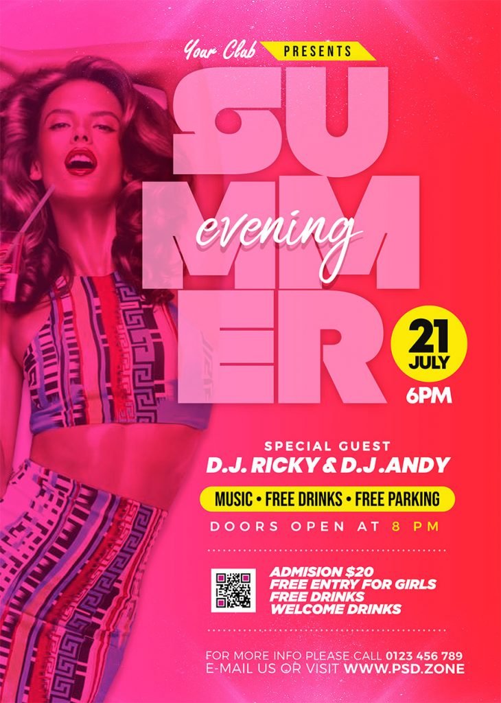 Summer Evening Party Flyer PSD
