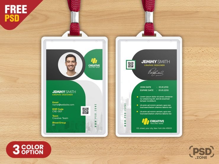 Creative Vertical Office Identity Card PSD