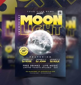 Moon Light Night Party Flyer PSD