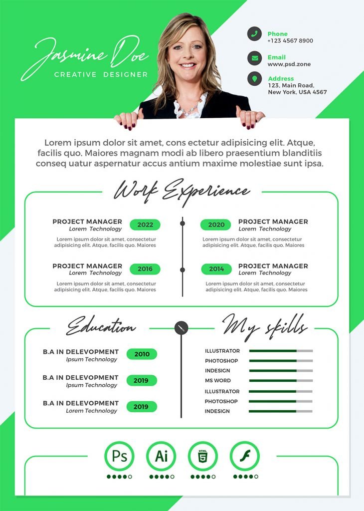 Premium and Clean Resume CV Template PSD