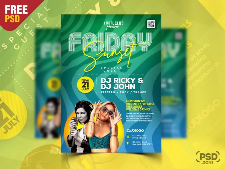 Summer Midnight Party Flyer PSD