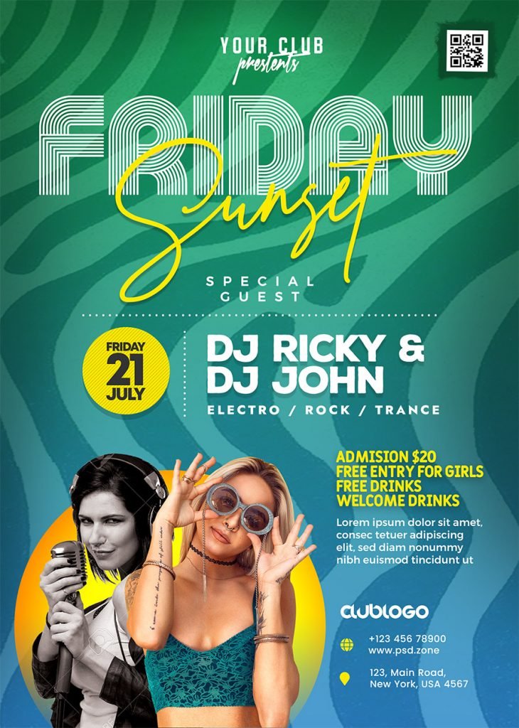 Summer Midnight Party Flyer PSD