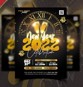 Happy New Year 2022 Party Flyer PSD