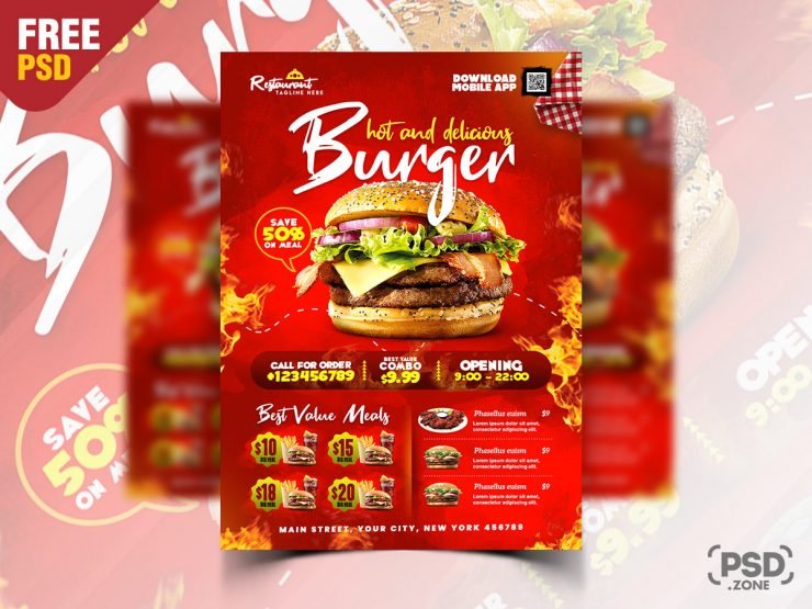 Premium Food Business Flyer PSD Template
