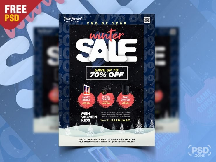 Winter Sale Marketing Flyer PSD Template