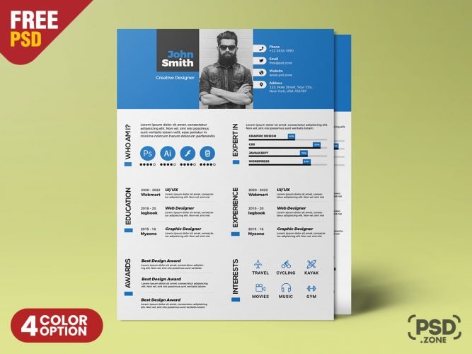 Creative Minimalist Resume CV PSD Templates
