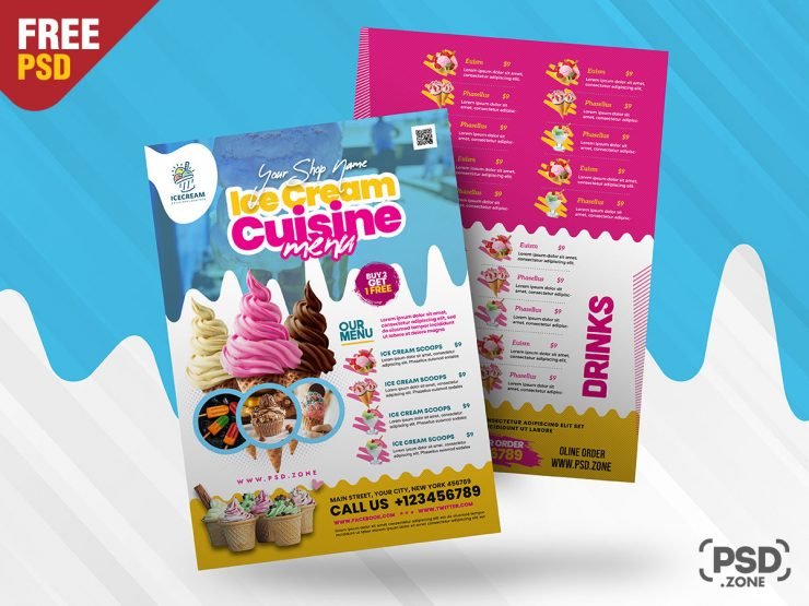 Ice Cream Parlour Menu Design PSD