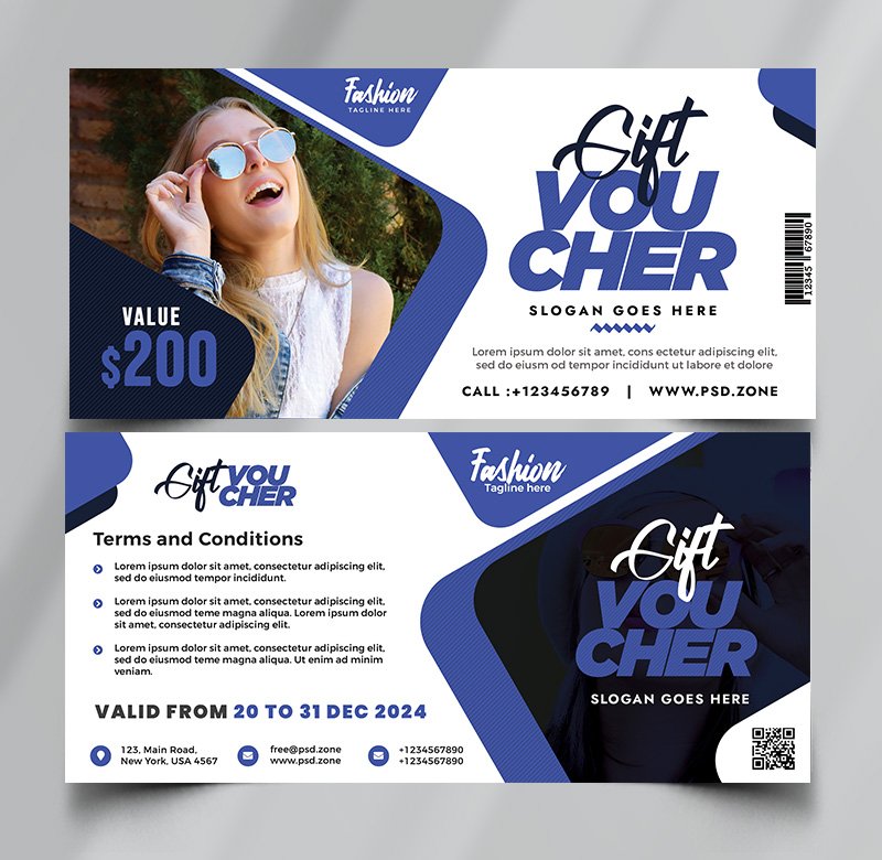Premium Fashion Store Gift Voucher Design PSD