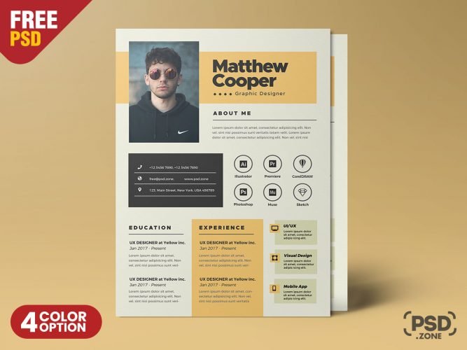 Awesome Creative Resume CV Design PSD
