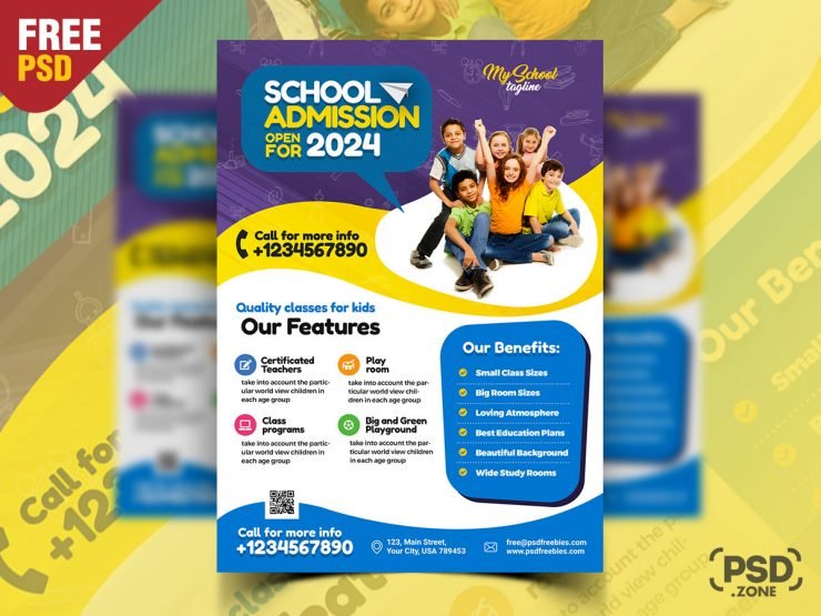 School Admission Open Flyer Design PSD