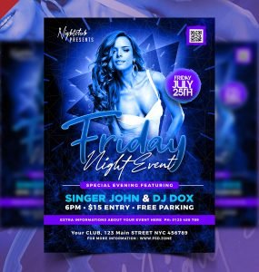 Friday Night DJ Party Event Flyer PSD