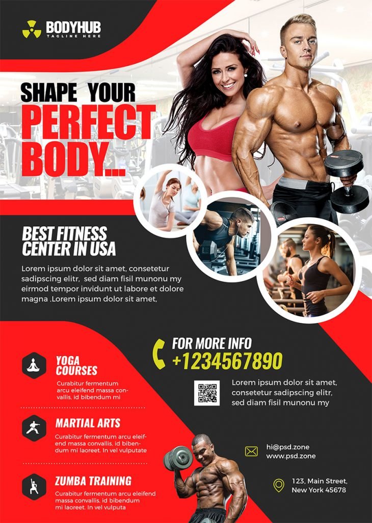 Health and Fitness Gym Premium Flyer Design PSD
