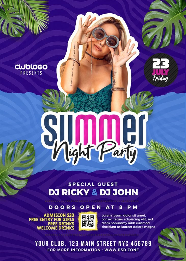 Creative Summer Party Flyer PSD Template