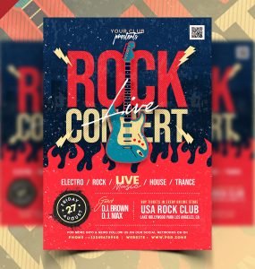 Live Rock Concert Event Flyer PSD