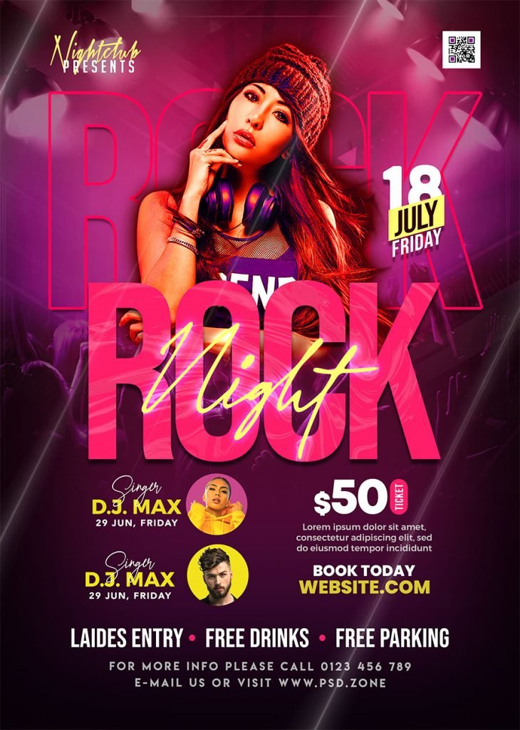 Night Club Rock Music Party Flyer PSD