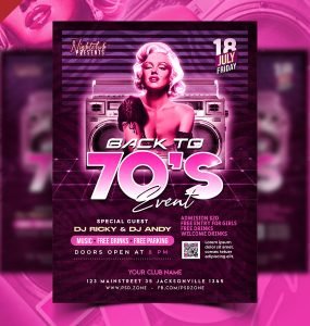 Retro Theme Event Party Flyer PSD