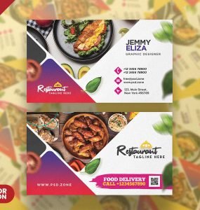 Food Restaurant Business Card Design PSD