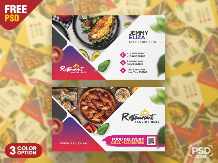 Food Restaurant Business Card Design PSD