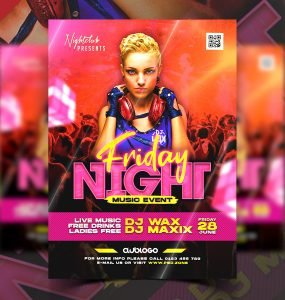 Friday Night Music Party Flyer PSD