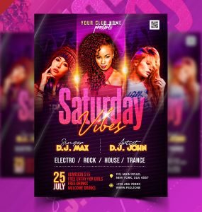 Nightclub Saturday Night Party Flyer PSD