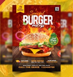 Restaurant Food Menu Cover Flyer Design PSD