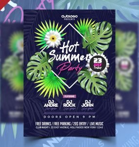 Tropical Summer Party Flyer PSD Template