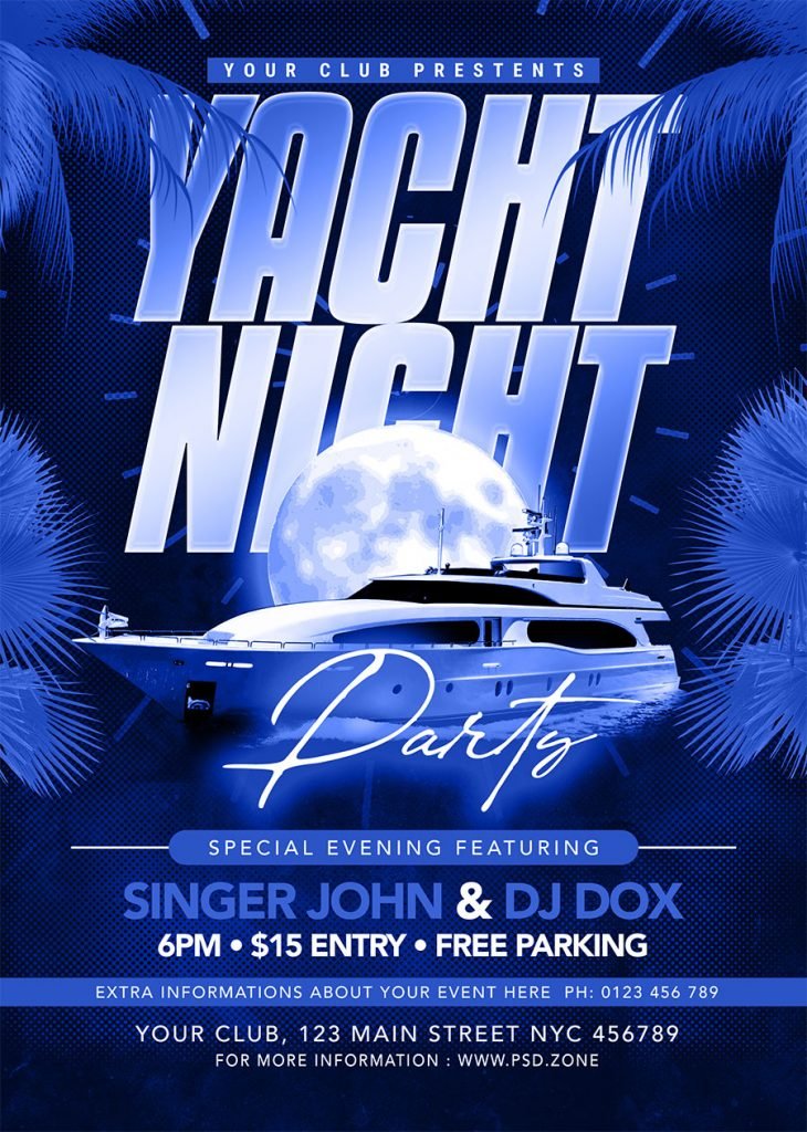Yacht Music Party Flyer PSD Template