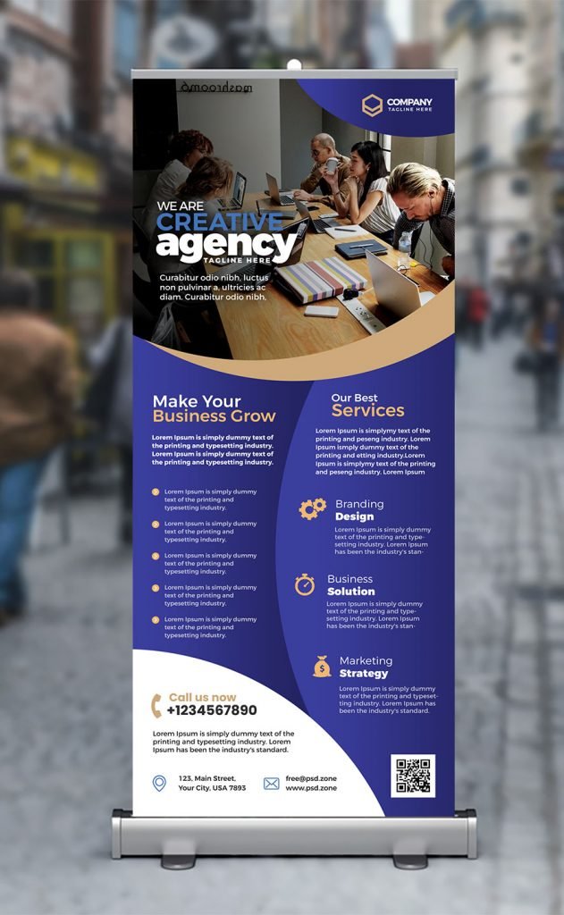Business Promotion Roll Up Banner Design PSD