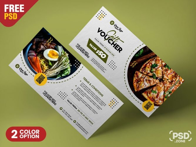 Premium Creative Food Gift Voucher Design Templates PSD