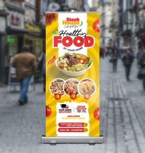 Restaurant Outdoor Roll up Banner Design PSD