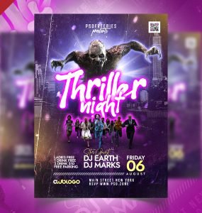 Thriller Night Party Flyer PSD