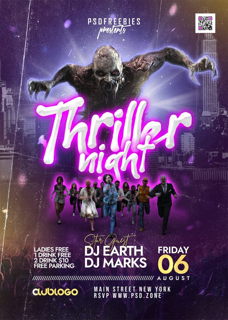 Thriller Night Party Flyer PSD