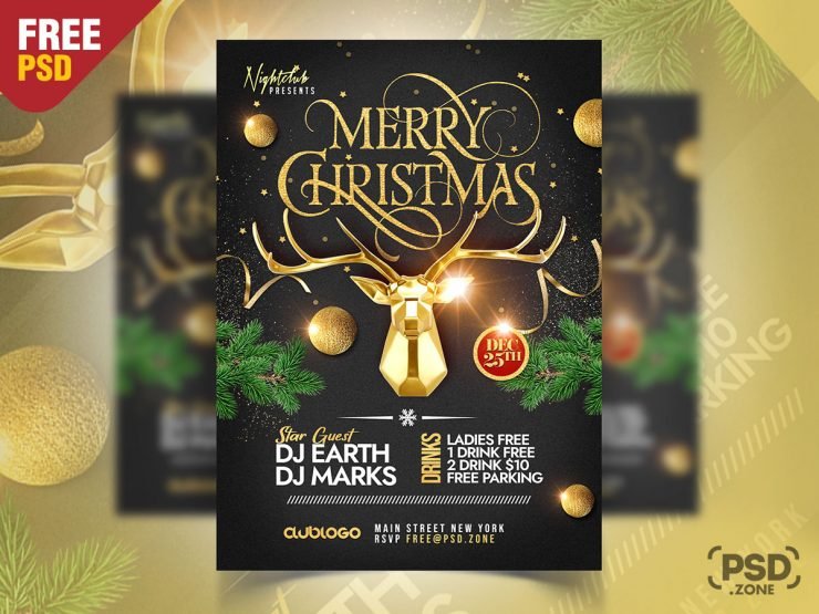 Christmas Party Event Flyer PSD