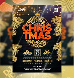 Classy Christmas Party Invitation Flyer PSD