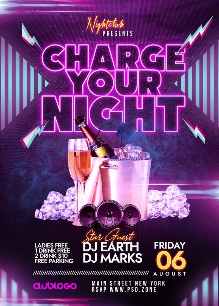 Club Music Event Party Invitation Flyer PSD