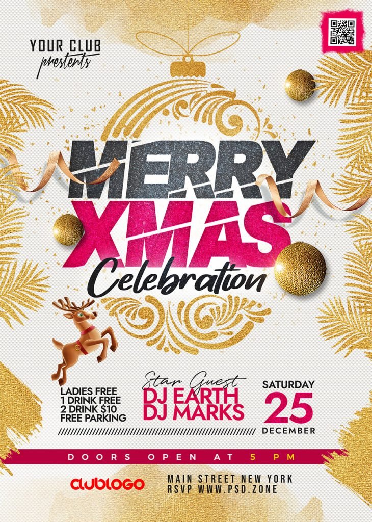 Merry Xmas Party Event Flyer PSD