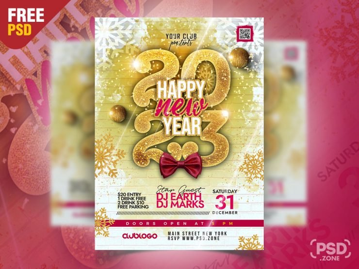 New Year 2023 Party Flyer PSD