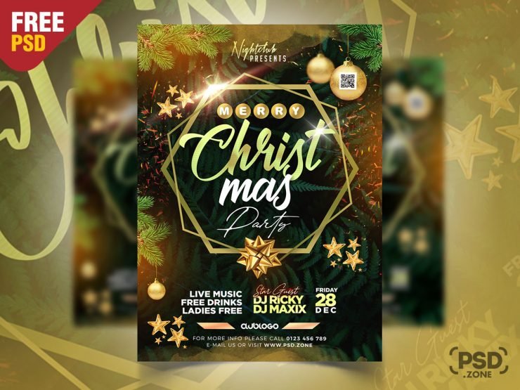 Christmas Club Event Party Flyer PSD