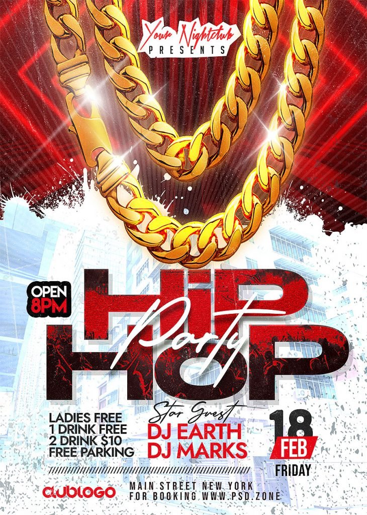 HipHop Night Club Party Flyer PSD