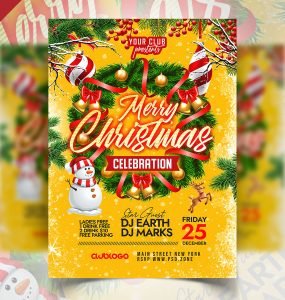 Merry Christmas Celebration Party Event Flyer PSD