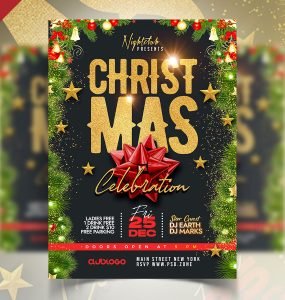 Merry Christmas Party Event Flyer PSD Template
