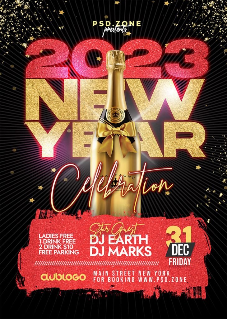 New Year 2023 Celebration Event Flyer PSD