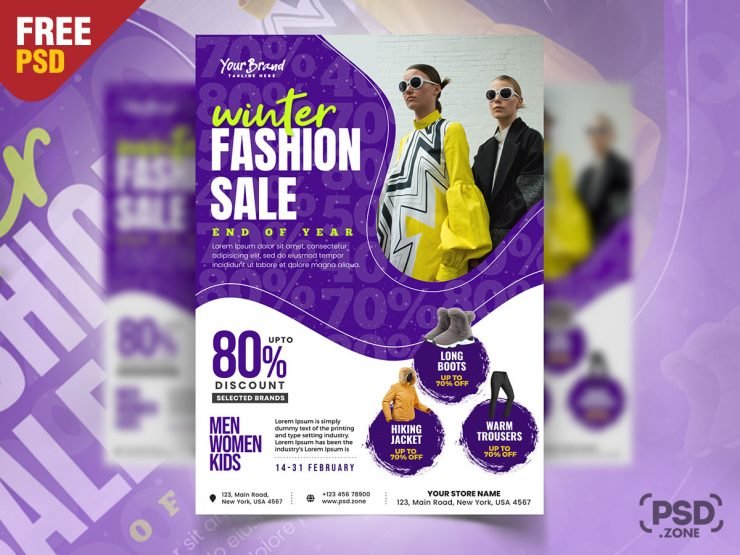 Winter Fashion Sale Flyer Design PSD