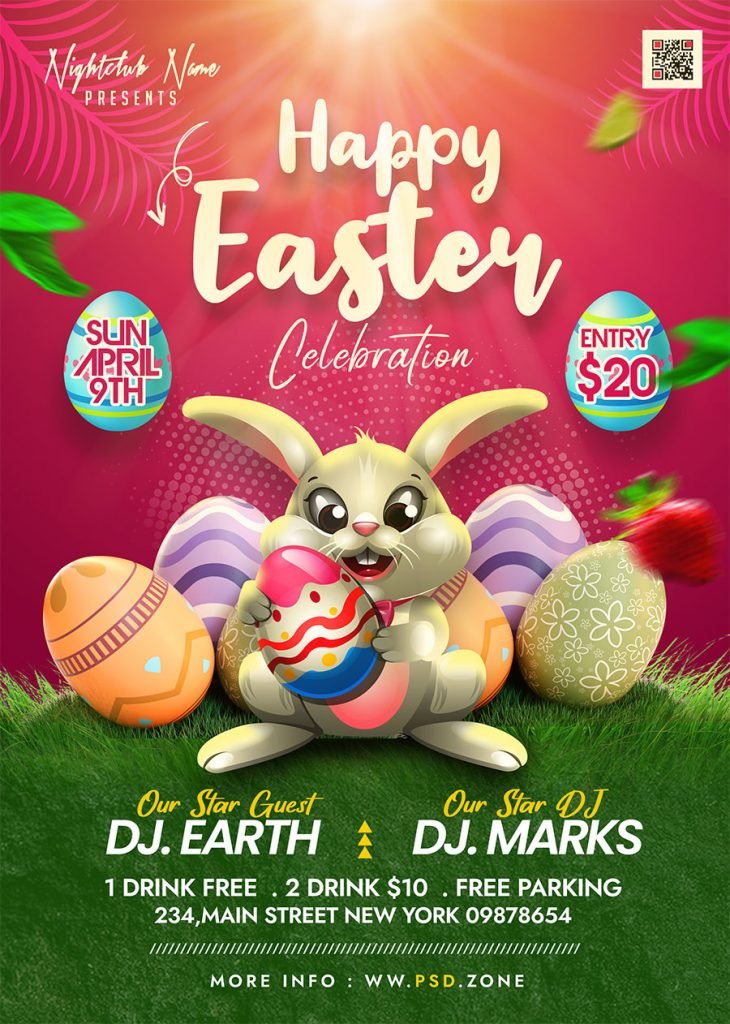 Happy Easter Event Celebration Flyer PSD
