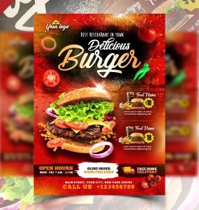 Delicious Burger and Food Menu Flyer PSD Template