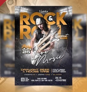 Rock and Roll Live Event Flyer PSD