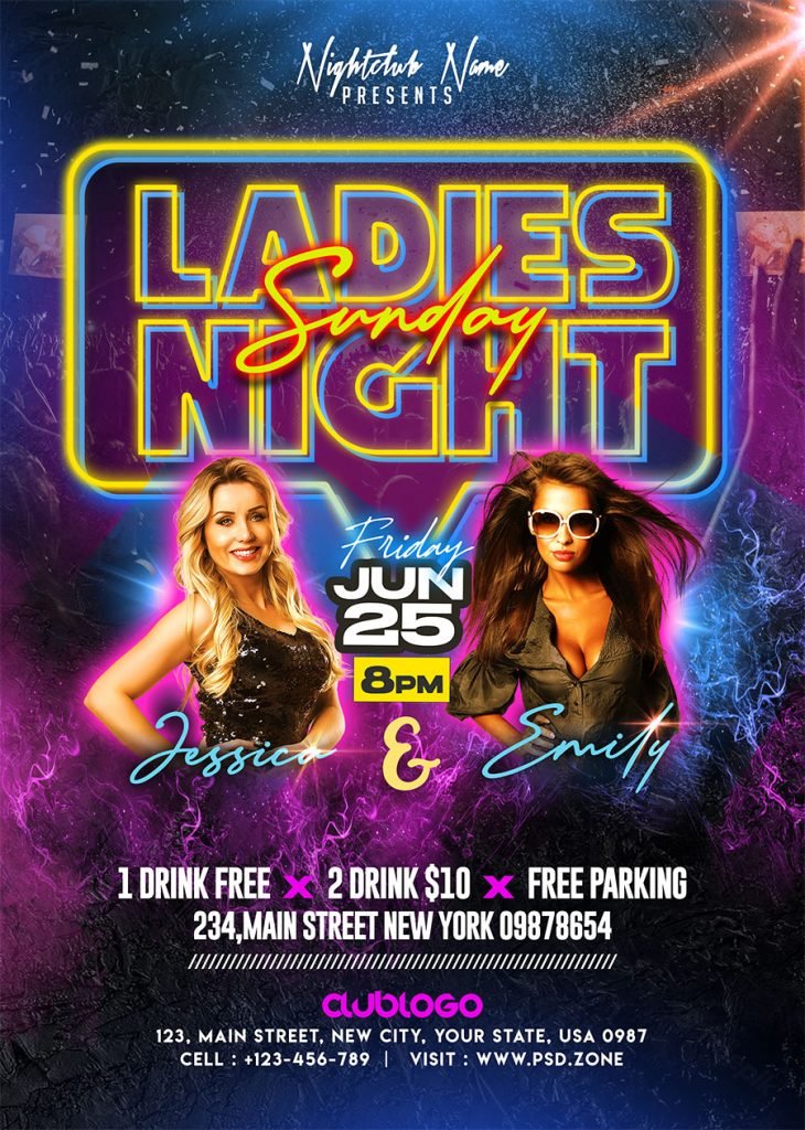 Weekend Ladies Night Club Party Flyer PSD
