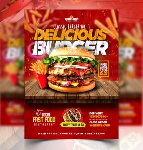 Burger Menu Promotion Flyer PSD Template