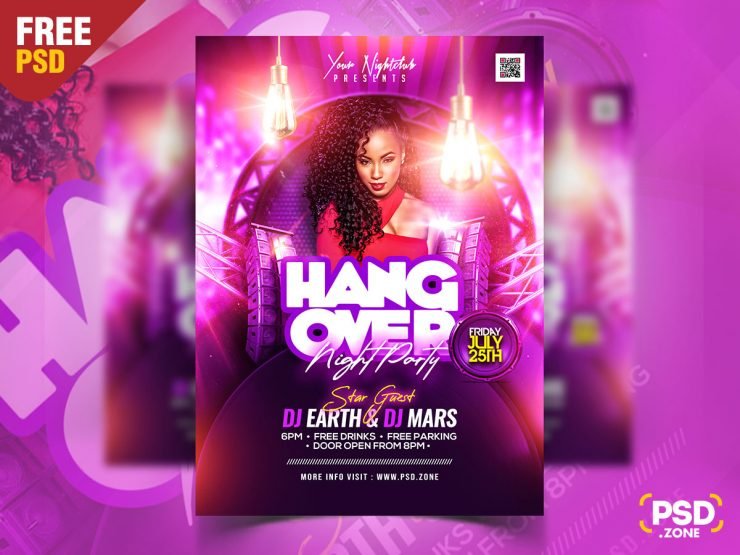 Full Night DJ Club Party Flyer PSD