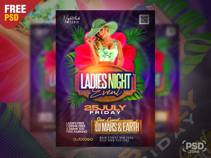 Ladies Night Party Flyer Design PSD Template